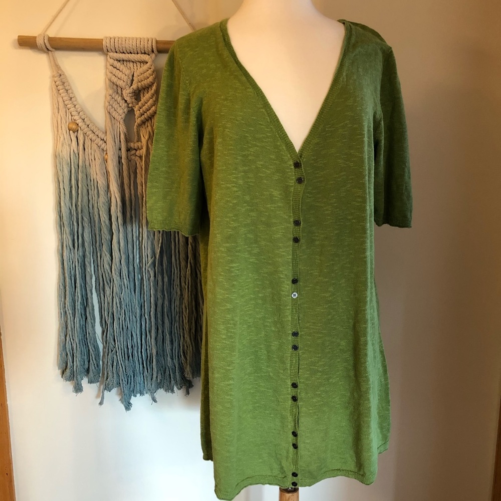 Eileen Fisher XL green short-sleeved cardigan